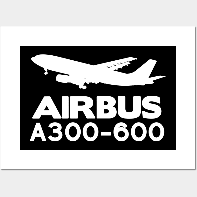 Airbus A300-600 Silhouette Print (White) Wall Art by TheArtofFlying